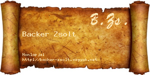 Backer Zsolt névjegykártya
